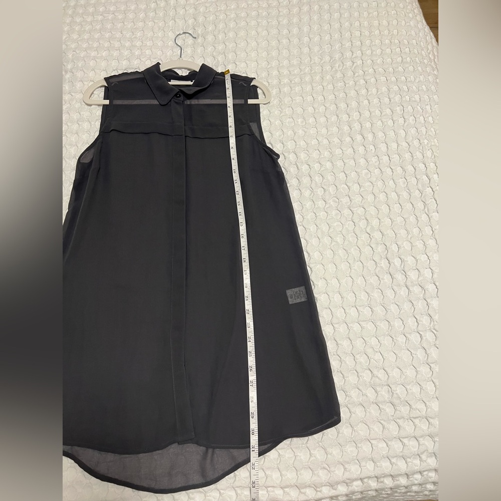 Halogen Gray Sheer Sleeveless Button-Front Blouse - Picture 8 of 9